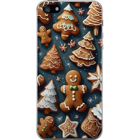 Apple iPhone 5 Genomskinligt Skal Pepparkakor formade som granar, gubbar och stjärnor dekorerade med glasyr i ett mysigt vintermönster som för tank