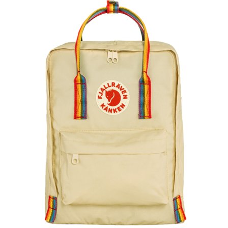 Fjällräven Kånken Rainbow Bag in Light Oak/Rainbow Pattern, Vinylon-F