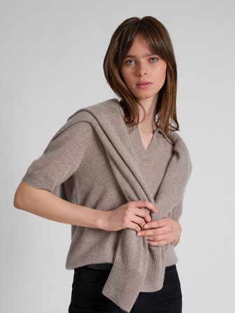 Kashmina - Kashmir pique "Rikke" - Toast - Size M