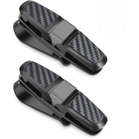 Glasögonhållare bil, 2 stycken solglasögonhållare bil, solglasögon glasögon med kortkortklipp, 180° roterande glasögonklämma med kort klämma