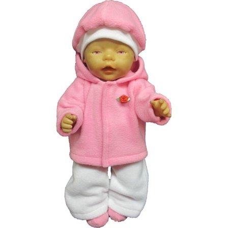 Fleeceset i rosa/vitt till Baby Born, dockkläder.