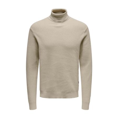 Only & Sons Coltruis , Beige , Heren , Maat: S Truien & Vesten