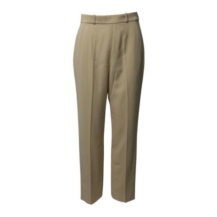 Hermès Vintage, Pre-Owned High Waist Straight-Cut Trousers in Wool Beige, Dames, Maat:L