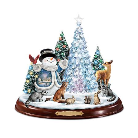 Christmas Crystal Tree Santa Snowman Roterande Skulpturfönster