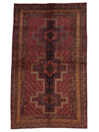 Hand Knotted Persian Lori Rug 143X240 Black/Dark Red