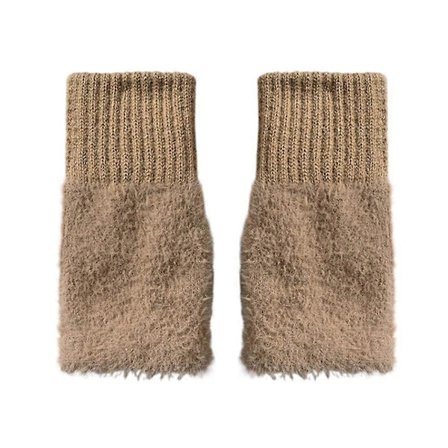 Halvfinger Plys Handsker til Kvinder Vinter Varme Ensfarvede Strikkede Handsker