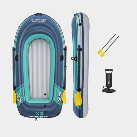 Bote insuflável / bote de banho Bestway Hydro Force Trek X2, 2.32 x 1.18 metros, azul + remos + bomba de pé + remendo