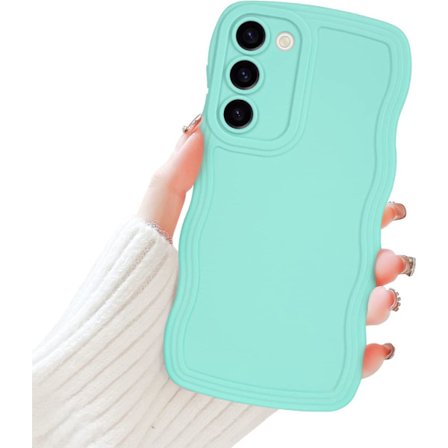 Samsung Galaxy S23 Plus Mobilskal för Tjejer Kvinnor, Sött Lockigt Vågformad Ram Flytande Silikon Flexibelt Mjukt Stötsäkert Kameraskydd 