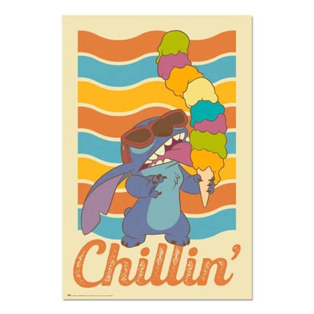 Affisch - ERIK EDITORES - Stitch Chillin - 61x91,5 cm - Glansigt papper - Vägdekoration