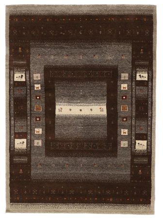 174X240 Tapis Gabbeh Loribaft Moderne Noir/Marron (Laine, Inde) Carpetvista