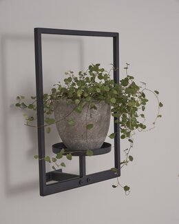 Blomsterhylla med ram av metall Svart - Linea