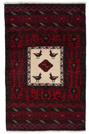 Beluch Vloerkleed Handgeknoopt 98X156 Zwart/Oranje Perzië