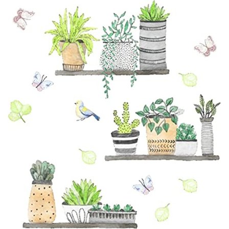 Fjernet væg(30*90CM) klistermærke akvarel grønne planter klistermærke