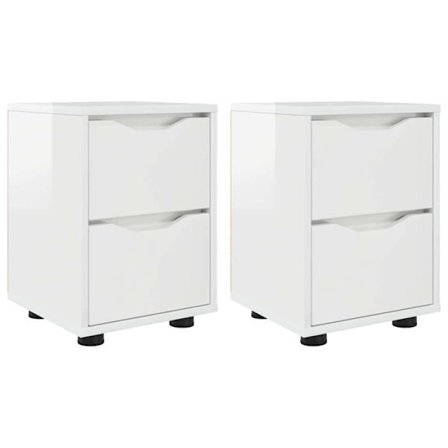 Modern sängbord - vidaXL - Glansigt vitt - 30,5x30x43 cm - Ingenjörsträ - Med låda
