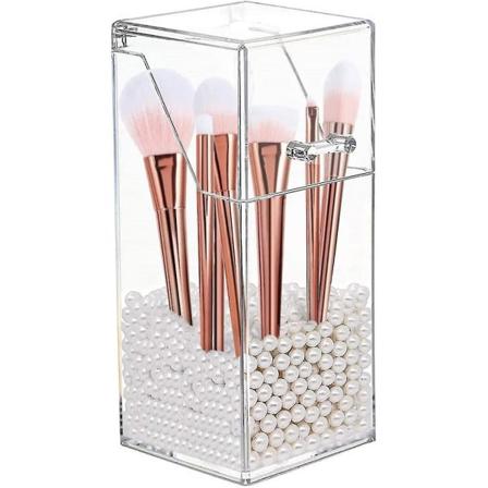 Støvsikkert Makeupbørste Opbevaringsboks Flip Transparent Akryl Makeupbørsteboks