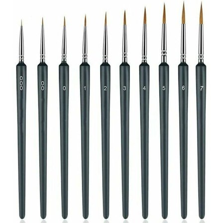 10-pack detaljborstar, penselset för akvarell, olja, akryl, nagelkonst och modeller, modellbyggande penselset