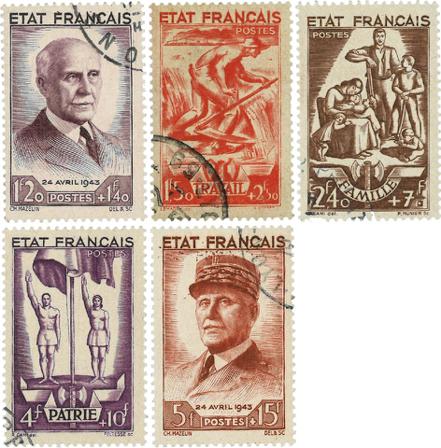 Frankrig 1943 - YT 576-80 - Stemplet