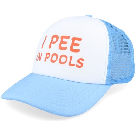 Iconic - Blå trucker Keps - I Pee In Pools Foam Sky Blue/White Trucker @ Hatstore