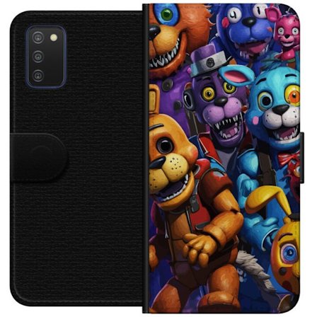 Kompatibelt Plånboksfodral till Samsung Samsung Galaxy A03s Färgstarka animatroniska figurer inspirerade av Five Nights at Freddy’s, intensiv blic