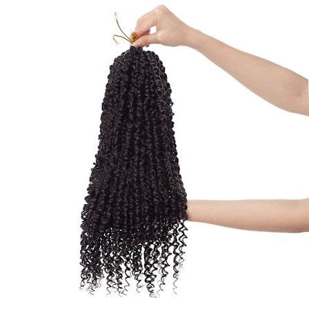 Passion Twist Hår Vannbølge Syntetisk Heklet Flette Hårforlengelse for Kvinner- Perfekt svart 18inch_MGF