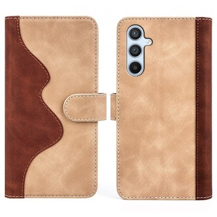 Kaksivärinen nahkainen läppäkotelo Samsung Galaxy A54 - Keltainen