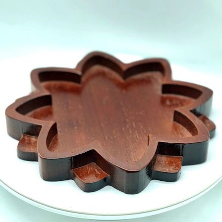 Lotus Kristallbricka Dekorativ Displaybricka Trä Smyckestallrik