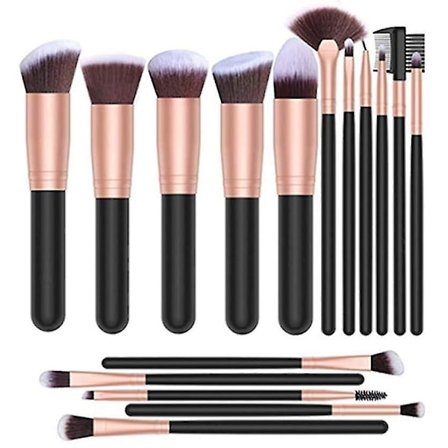 High-end svart guld set professionella kosmetiska borstar 16 st