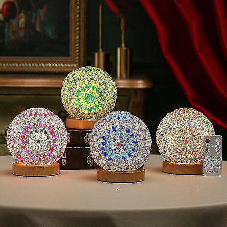 Romantisk og fri barokk nattlampe bohemsk stil kreativ oppladbar borddekorativt glass deko soverom - Snngv(bohemia blå)