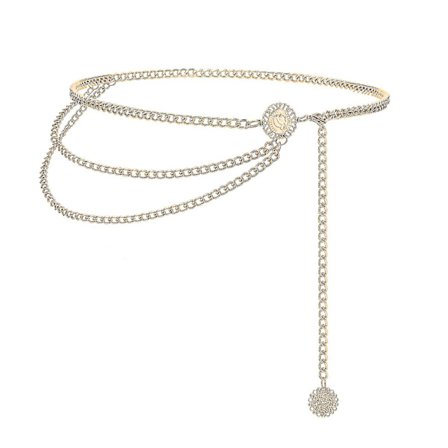 Multi-lags Metal Waist Chain Bælte til Kjole til Kvinder Metal Body Chain Bælte, guld-yuhao