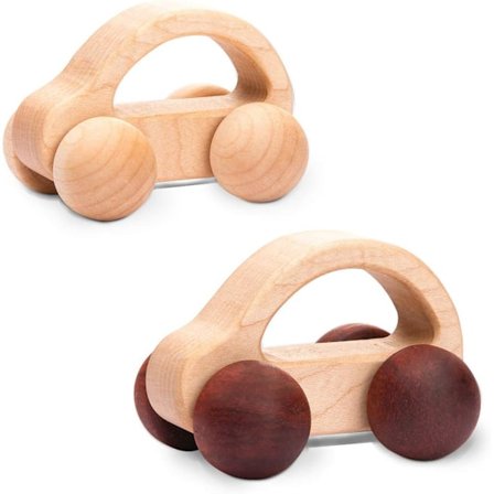 Puinen leluauto 2 kpl Orgaaninen puinen lelu työntöauto Taaperon lelu työntöauto