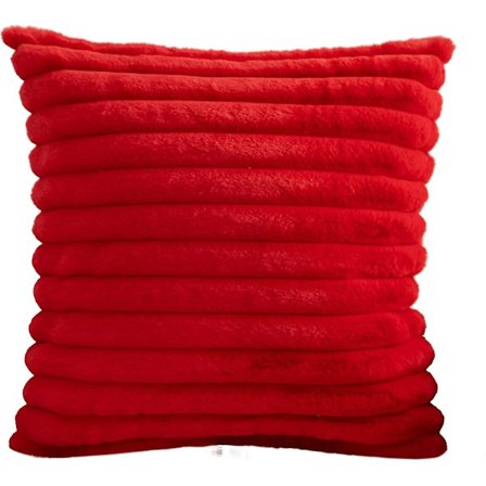 Super Blød Pudebetræk Lys Rød 20x20 Dobbeltsidet Kunstig Pels Behagelig Bred Stribet Tyk Fluffy Ekstra Plysset Shaggy Dekorativ Pudebetræk Til Sofa