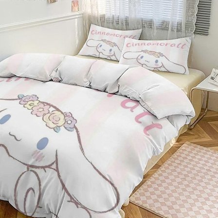 Kt345 Cinnamoroll Sängkläder Set för Barn Män Kvinnor Full Storlek 3st 1 Täcke och 2 Örngott-xp Tp345