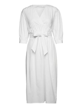 2Nd Freda - Soft Cotton Solid Dresses Wrap Dresses Hvit 2NDDAY*Betinget Tilbud