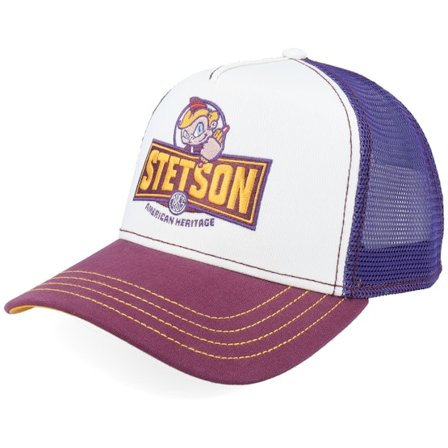 Stetson - Hotdog Purple/White A-Frame Trucker Trucker White Cap - @ Hatstore