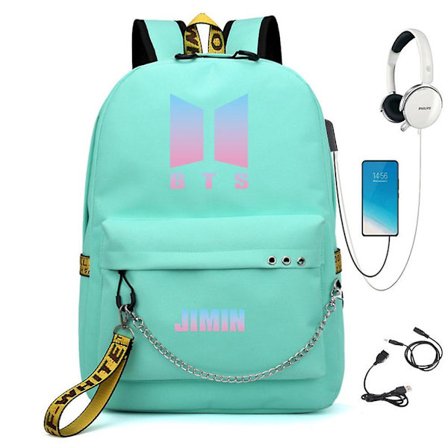 BTS backpack cute USB charging school bag