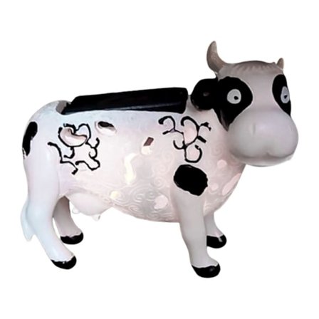 Ku Solcellehage Lys Utendørs Fargeskiftende Solcellelampe Uthulet LED Ku Figur Lys for Hage Terrasse Gangvei Dekor