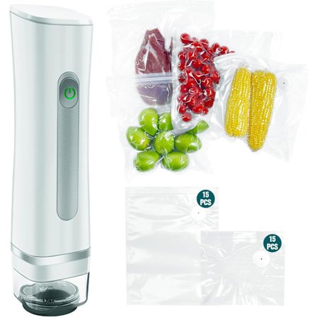 2025 Siste Modell Håndholdt Vakuumforsegler for Mat med 30 Gjenbrukbare Poser | Bærbar Vakuumforseglingsmaskin med Synlig Vanntank | Ett-Trykk