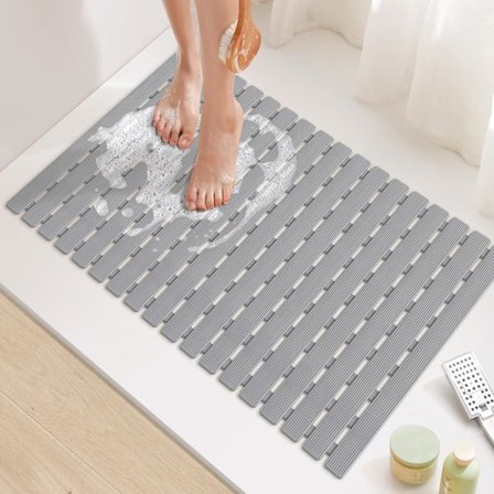 Badeværelses skridsikker måtte, bademåtte, hurtig dræning - 40 x 63 cm Grå