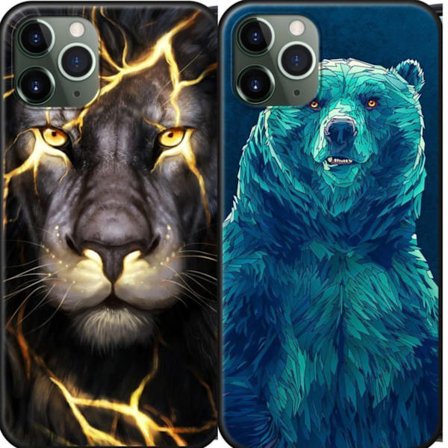 DEAL 2 for 1 cool case bear lion with flashes iphone