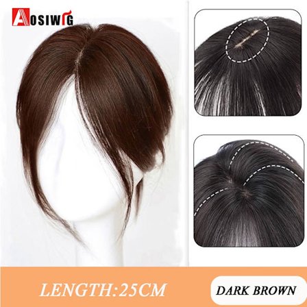 Synteettinen pitkä suora Topper peruukkikiinnike hiustenpidennyksissä Luonnollinen pörröinen pään toppi tekohiuspala Bang Clipilla Musta Ruskea