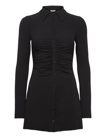 Monki Longsleeve Shirt Dress - Black - XS