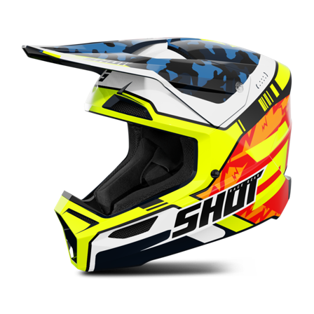 MX-kypärä Shot Furious Dust Sininen/Neon Keltainen Kiiltävä L