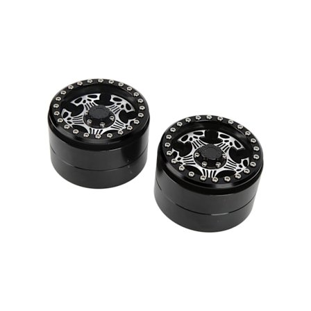 2 st 2,2 tum RC Aluminium Beadlock Fälgar 5-ekrade Metallnav för Axial SCX10 1 10 RC Crawler Bil Svart