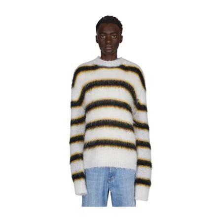 Marni Fuzzy Stripe Trui , Wit , Heren , Maat: S