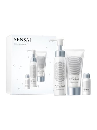 Sensai Silky Purifying Double Cleansing Essentials Set cont: Cleansing Oil 75 ml + Creamy Soap 75 ml + Peeling Powder 5 ml 1.0items
