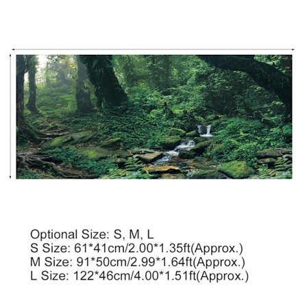 PVC-lim, Riverway Green Woods akvariebakgrund affisch klistermärke fisk tank dekoration (M)