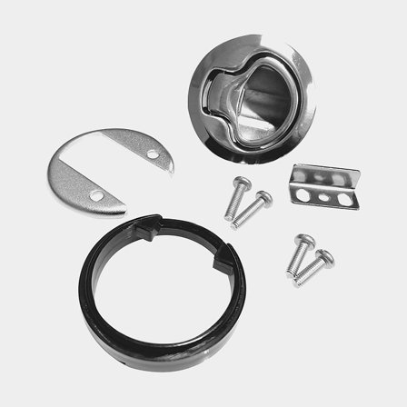 Roca Slam latch kit Ø61mm i syrafast rostfritt stål för båt, perfekt för skjutluckor och betesförvaring, silver.