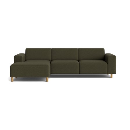 Seam Chaiselongue-Sofa, links in Loop Grün, modernes Design mit weicher Polsterung und Cord-Muster, bequemes Ecksofa für Wohnzimmer, 78cm