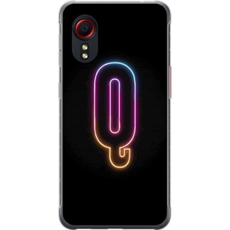 Kompatibelt Mobildeksel til Samsung Samsung Galaxy Xcover 5 Minimalistisk neonbokstav Q i skinnende farger mot mørk bakgrunn