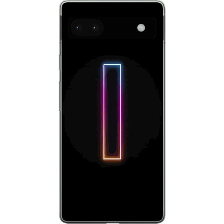 Kompatibel Mobilcover til Google Google Pixel 6a Minimalistisk neonbogstav I i regnbuefarver mod mørk baggrund